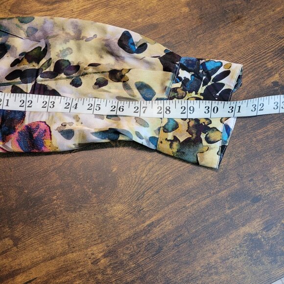 Etcetera Silk Top Size 12 Button Front Botanical Long Sleeve Multi Color - Picture 8 of 9